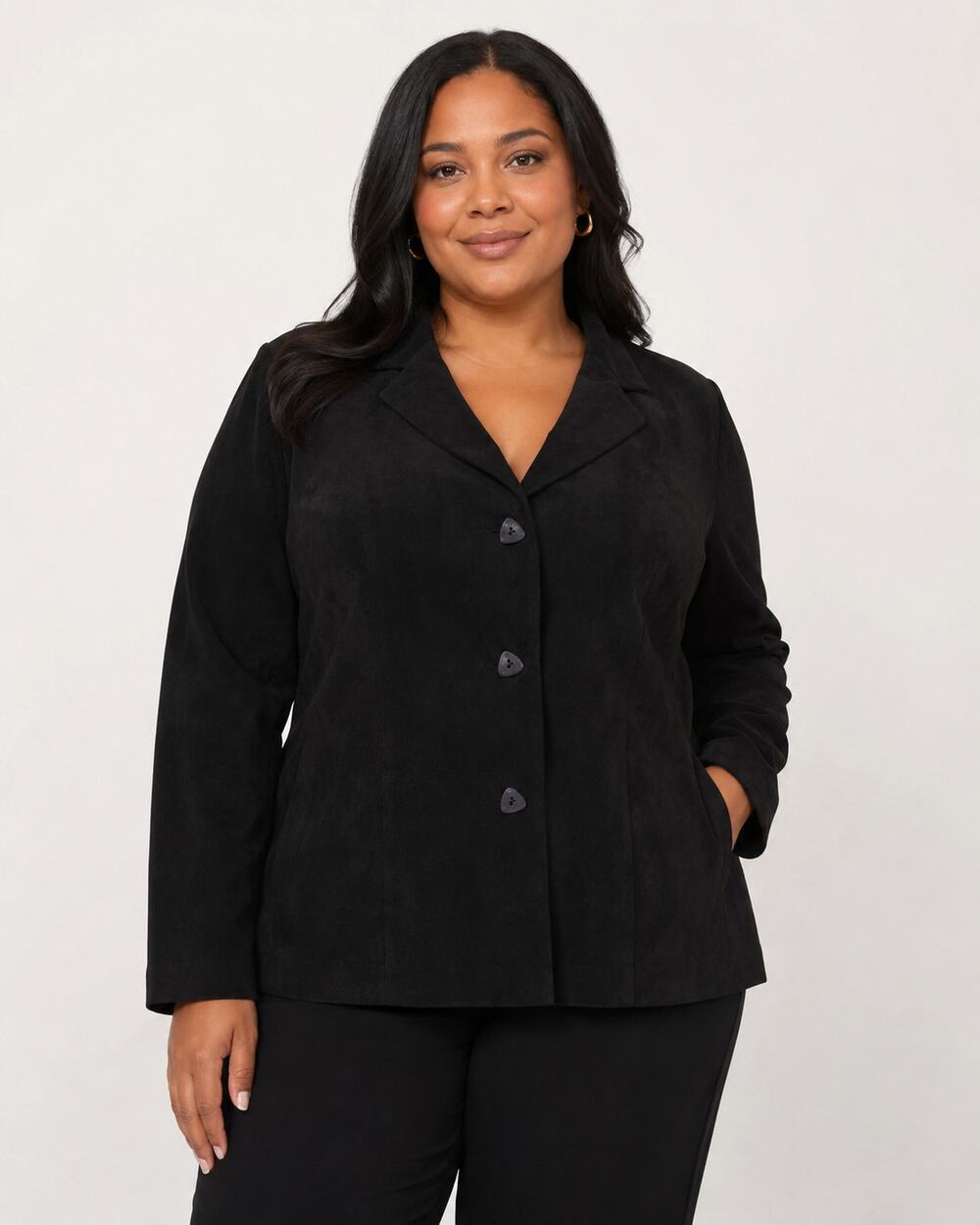 Lord & Taylor Ultrasuede Black Blazer Jacket 16W Classic Tailored